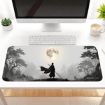 Lunar Samurai XL Gaming Desk Mat - 60x30cm Extended Mousepad, Large Smooth Glide Surface with Anti-Slip Rubber Base for Work & Gaming