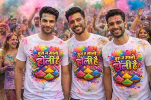 Kurta Faad Holi T-Shirt Combo (Pack of 3) – Polyester Sublimation Printed “Bura Na Maano Holi Hai” Festival Tees | Holi Special
