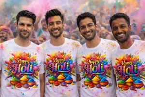 Kurta Faad T-Shirt Combo (Pack of 4) – Polyester Sublimation Printed Happy Holi | Holi Special