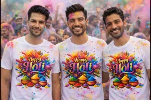 Kurta Faad T-Shirt Combo (Pack of 3) – Polyester Sublimation Printed Happy Holi | Holi Special