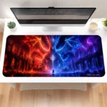 Mousepad: XL Dragon Desk Mat with Fire and Ice Theme Art