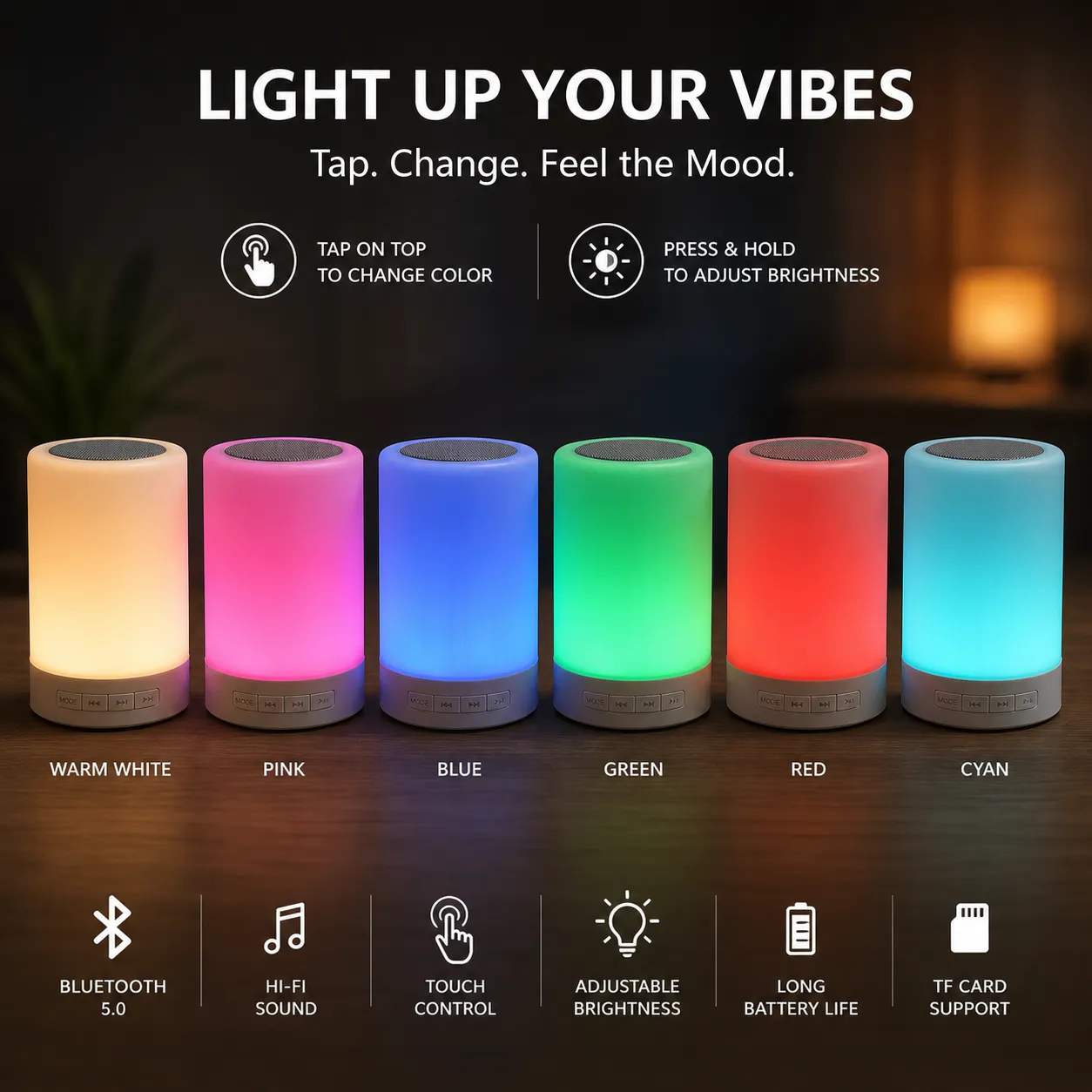Personalized Bluetooth Speaker with LED Lamp - Image 3